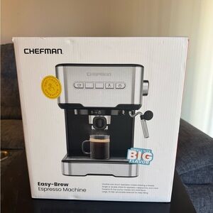 Chefman Easy-Brew Espresso Machine - Black and Silver - New